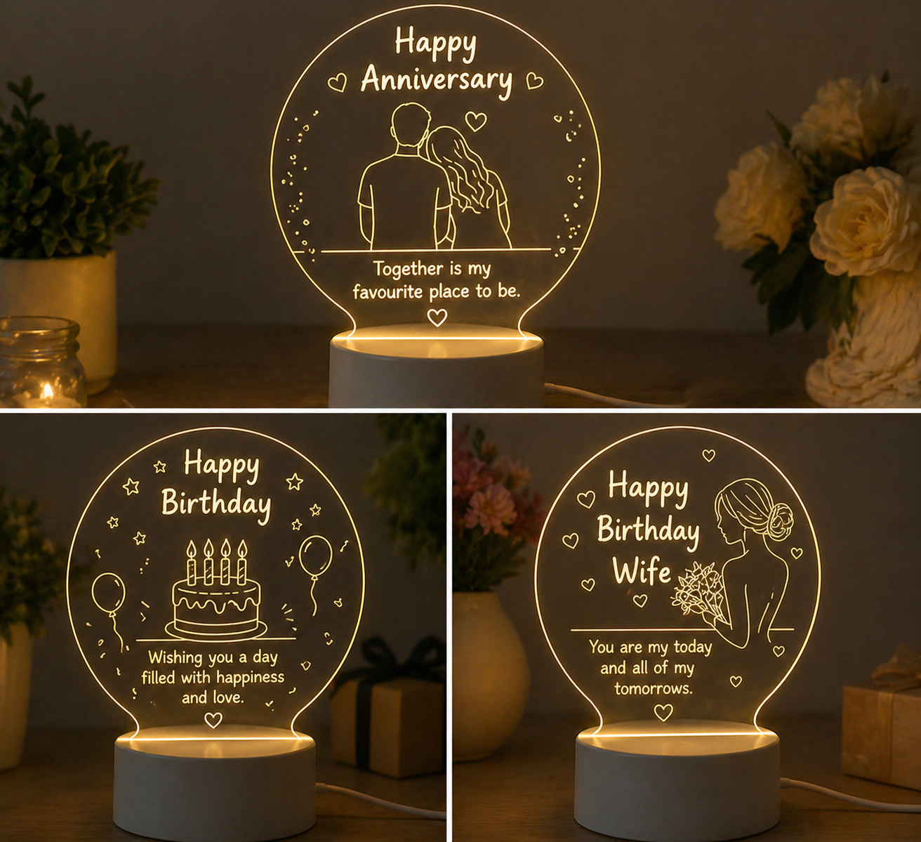 Personalized Acrylic LED Message Lamp – Write, Wipe & Reuse Night Light