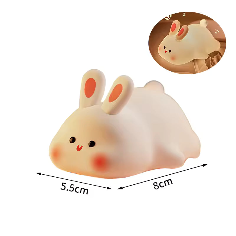 Cute Soft Bunny Night Light for Kids – Warm Glow Silicone Animal Bedside