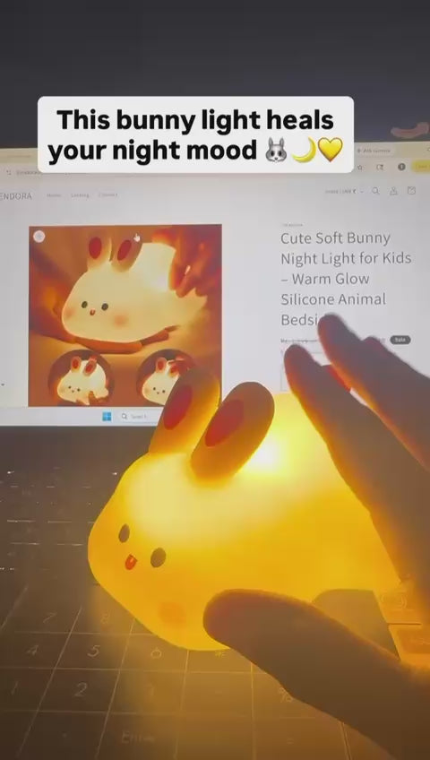 Cute Soft Bunny Night Light for Kids – Warm Glow Silicone Animal Bedside