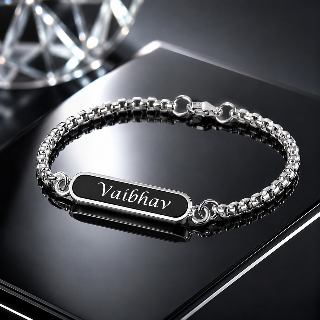Personalized Rakhi Bracelet for Men – Custom Name Engraved Stainless Steel Bracelet | Raksha Bandhan Gift for Brother