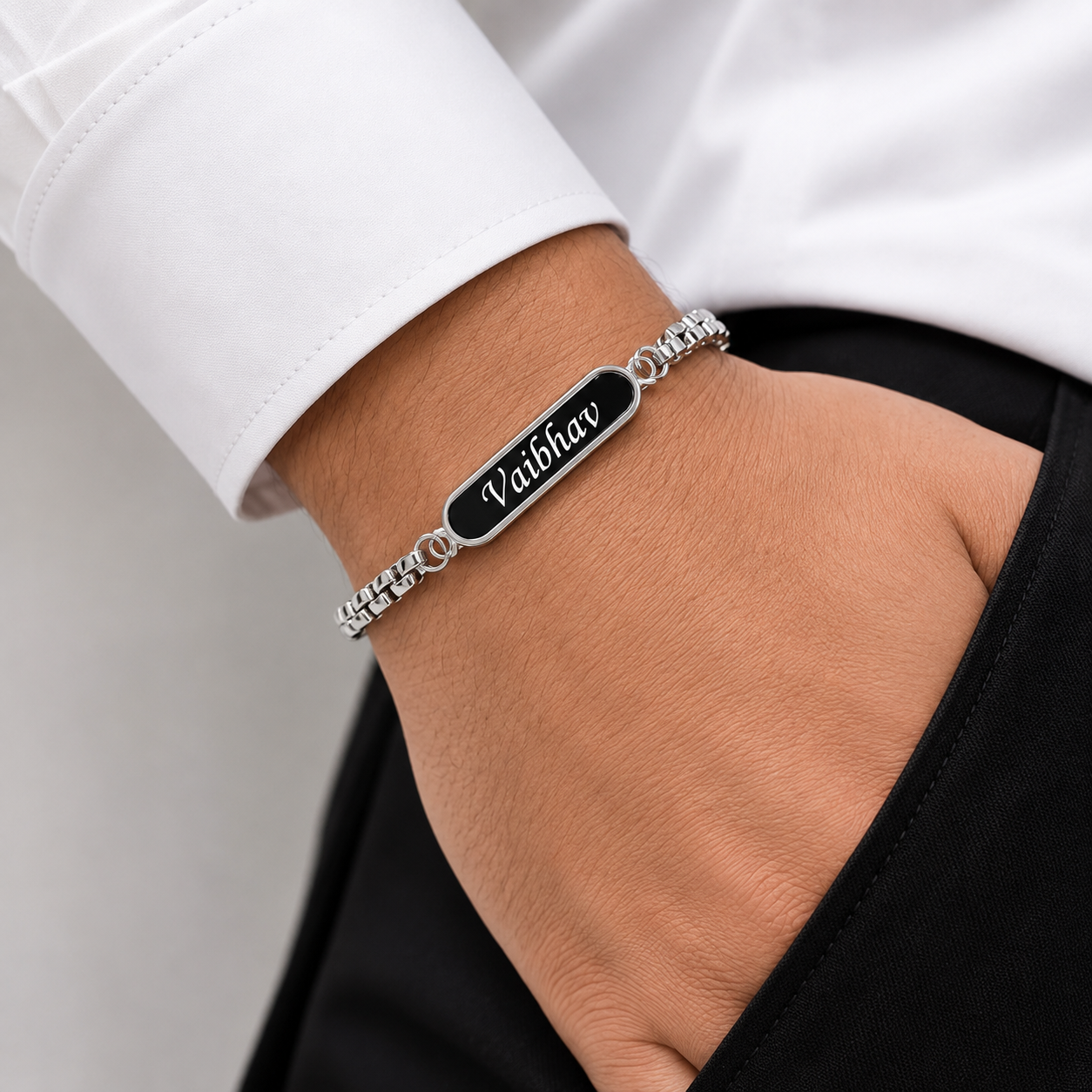 Personalized Rakhi Bracelet for Men – Custom Name Engraved Stainless Steel Bracelet | Raksha Bandhan Gift for Brother